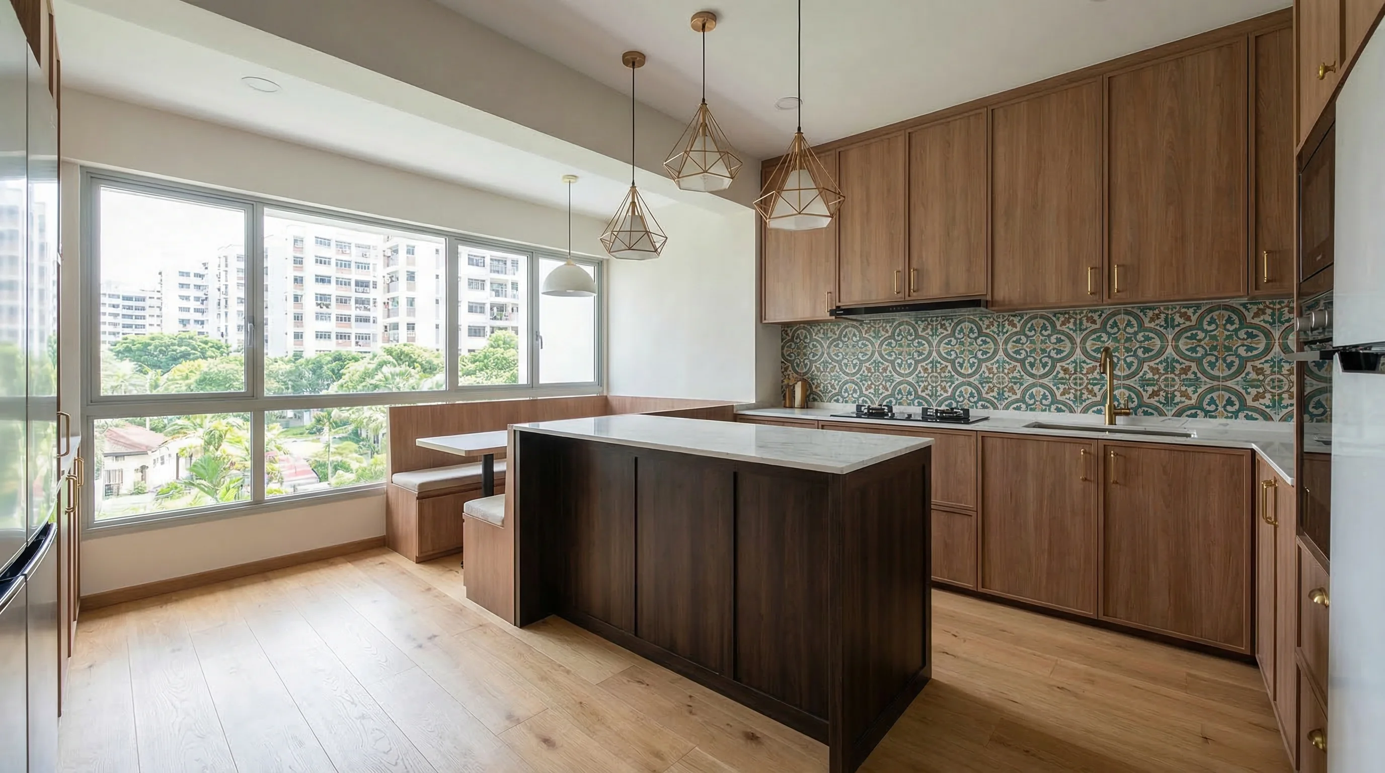 Tanjong Tree Residences kitchen with modern Peranakan-inspired tile backsplash