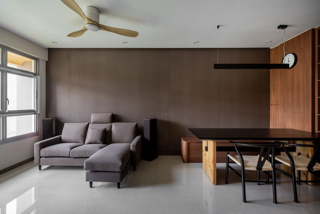 Japanese-inspired Tengah BTO renovation at 220B Tengah Garden Walk by MET Interior with shoji screens and walnut joinery