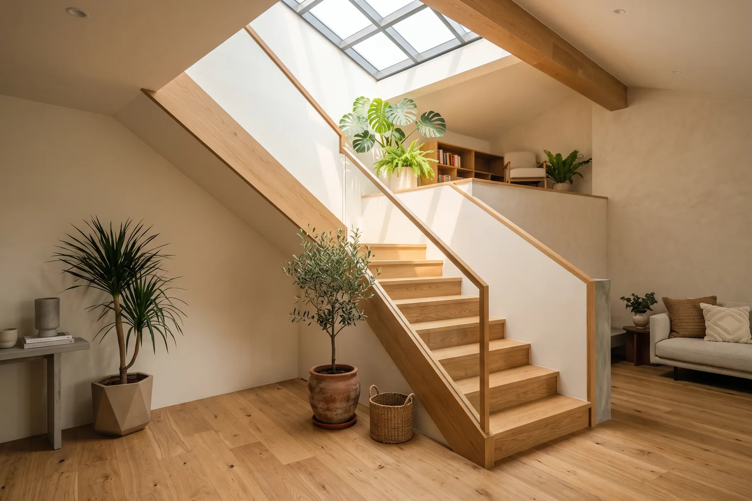 Bright attic staircase in a Singapore landed home added under A&A works within URA envelope rules